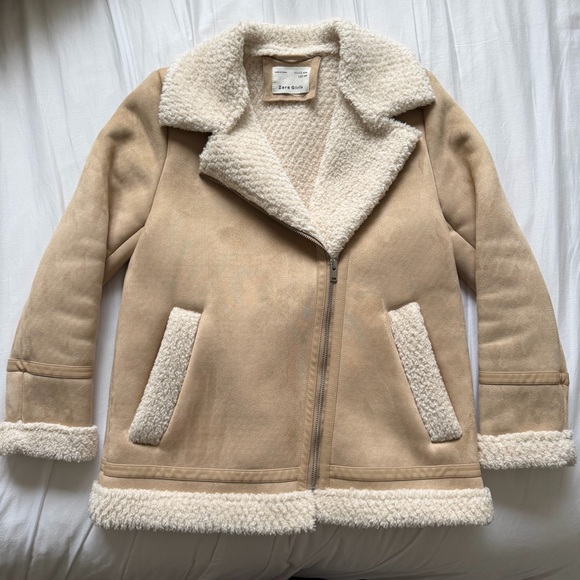 Zara Faux Suede Sherpa Lined Jacket